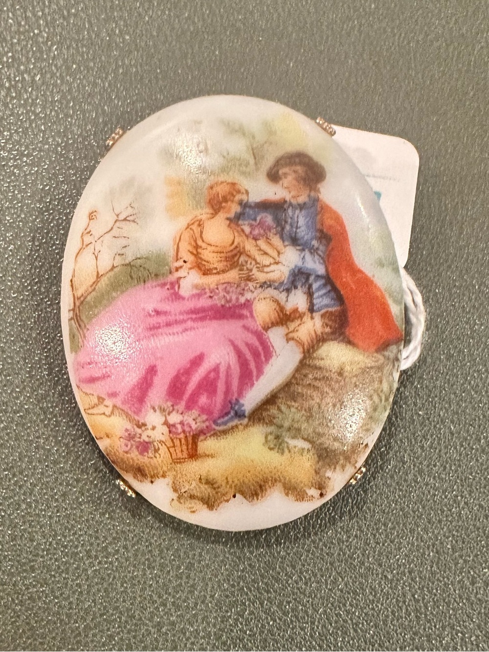Vintage Porcelain Cameo Brooch